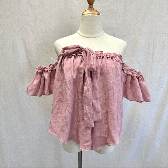 MISA Los Angeles Anouk Short Sleeve Off the Shoulder tie Top Small cottagecore - Picture 5 of 16